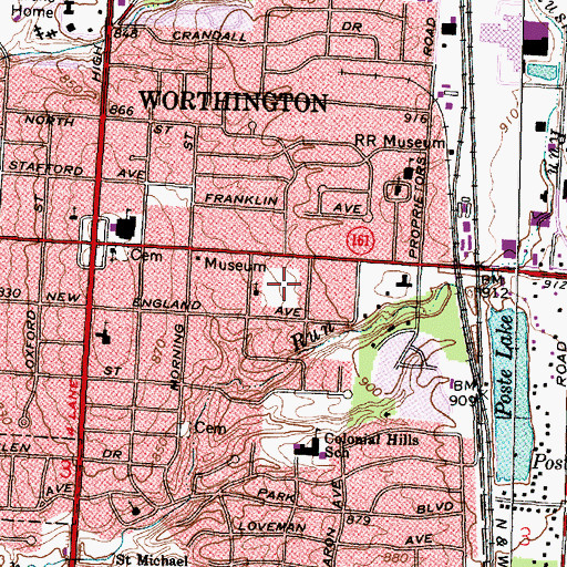 Topographic Map of East Granville Park, OH