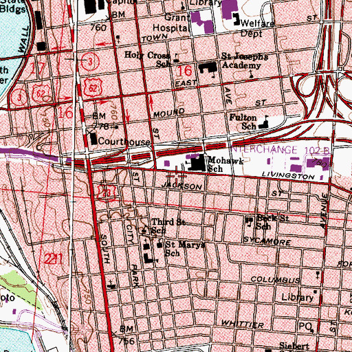 Topographic Map of Frank Fetch Memorial Park, OH