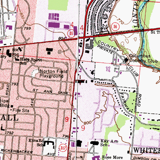 Topographic Map of Hamilton Square Shopping Center, OH