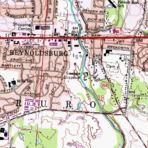 Topographic Map of Huber Park, OH