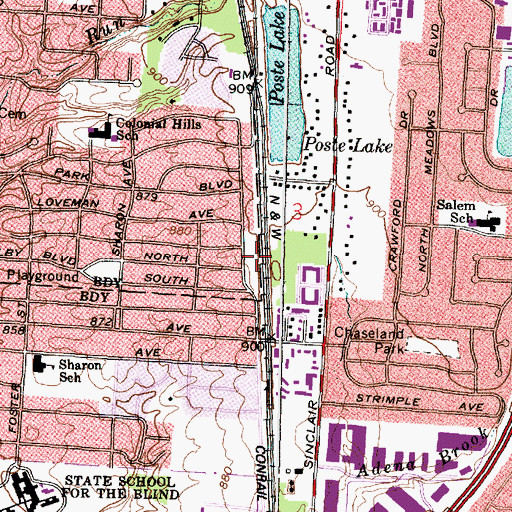 Topographic Map of Indianola Park, OH