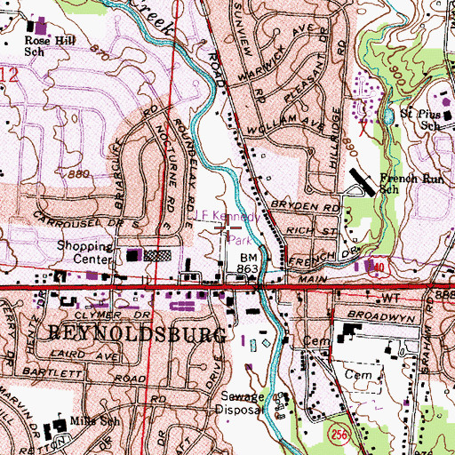 Topographic Map of J F Kennedy Park, OH