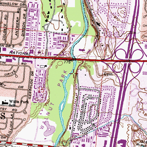 Topographic Map of Kelly Park, OH
