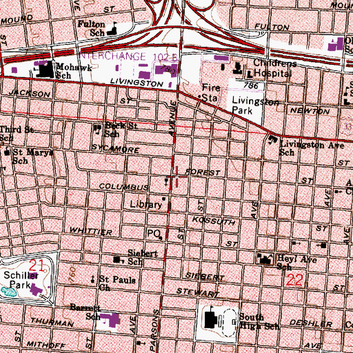 Topographic Map of Kobacher Park, OH