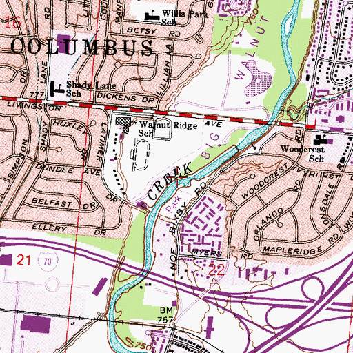 Topographic Map of Kraner Park, OH