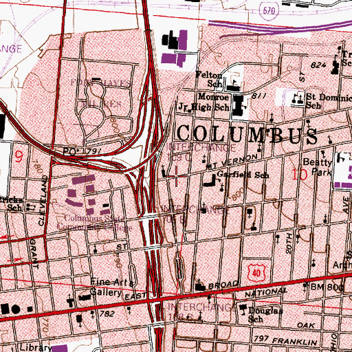 Topographic Map of Mayme Moore Park, OH