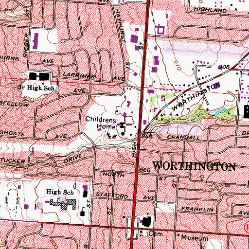 Topographic Map of Methodist Childrens Home, OH