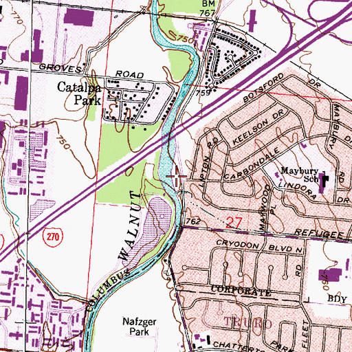 Topographic Map of Noe-Bixby Park, OH