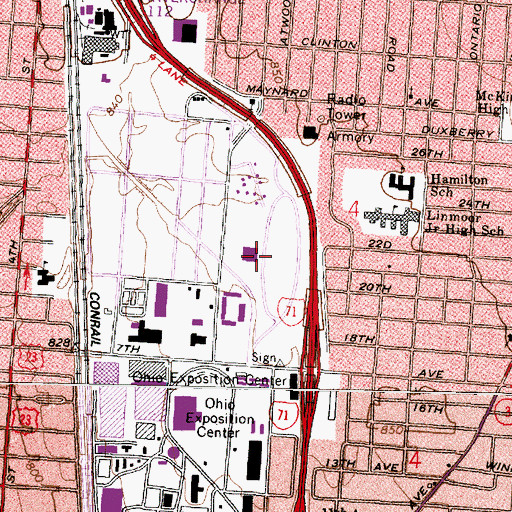 Topographic Map of Ohio Historical Center, OH