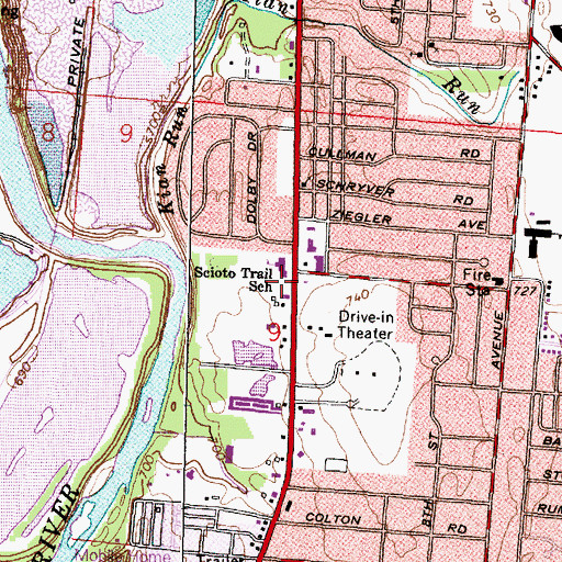 Topographic Map of Scioto Trail Park, OH