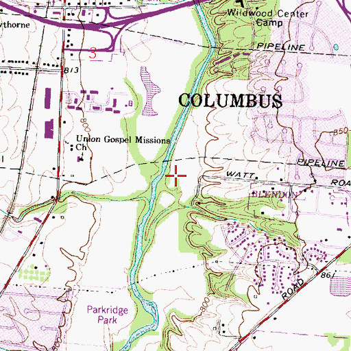 Topographic Map of Strawberry Farms Park, OH