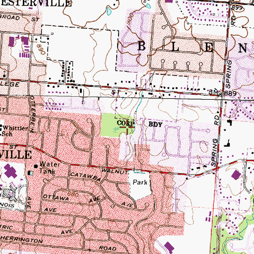 Topographic Map of Walnut Ridge Park, OH
