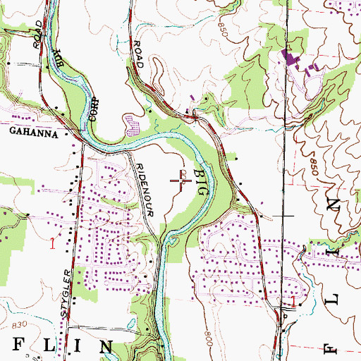Topographic Map of Woodside Green Park, OH