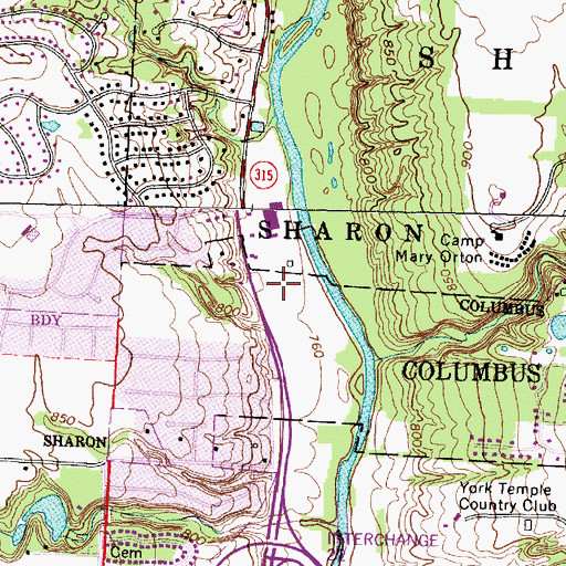 Topographic Map of Worthington Hills Park, OH