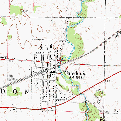 Topographic Map of Caledonia Graveyard, OH