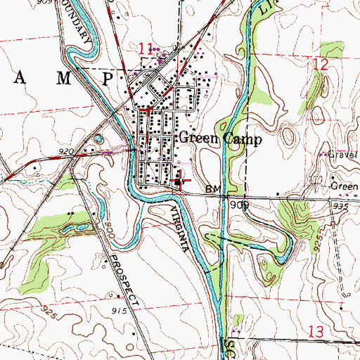 Topographic Map of Elgin Junior High School, OH