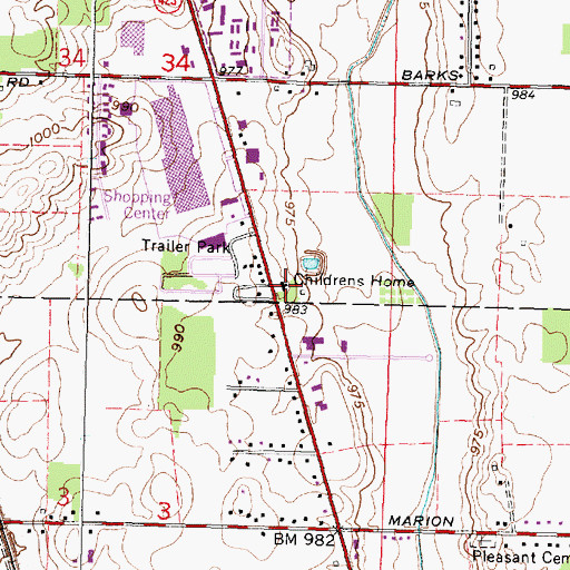 Topographic Map of Marion County Childrens Home, OH