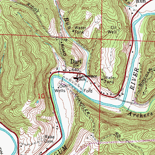 Topographic Map of Lawrence High School (historical), OH