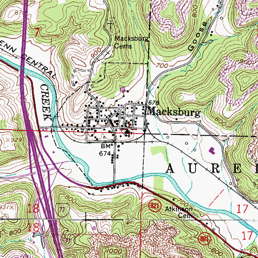 Topographic Map of Macksburg Elementary School (historical), OH