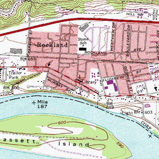 Topographic Map of Rockland Elementary School (historical), OH