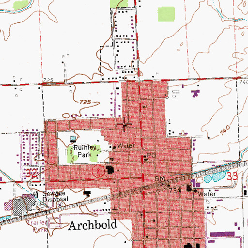 Topographic Map of Archbold United Methodist Church, OH