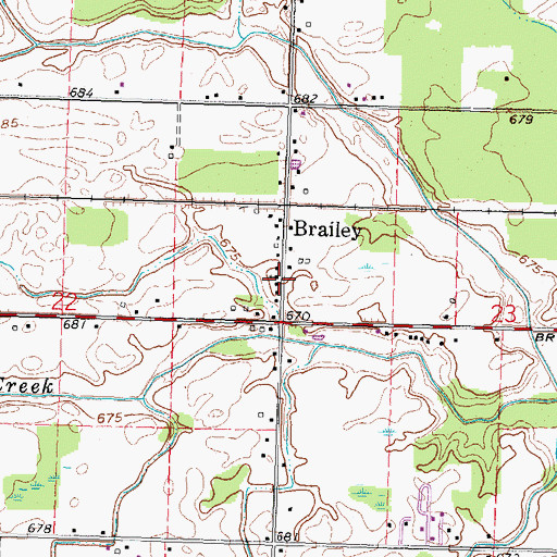Topographic Map of Brailey Union Church, OH