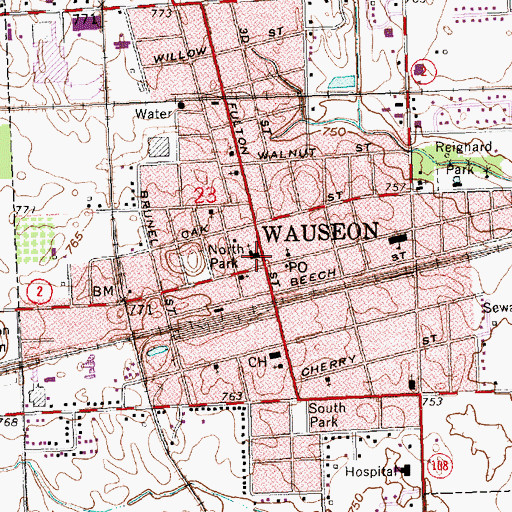 Topographic Map of Christ United Methodist Church, OH