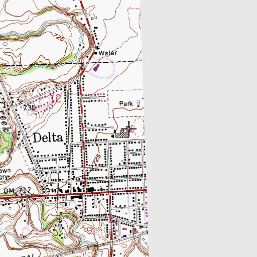 Topographic Map of Delta Elementary School, OH