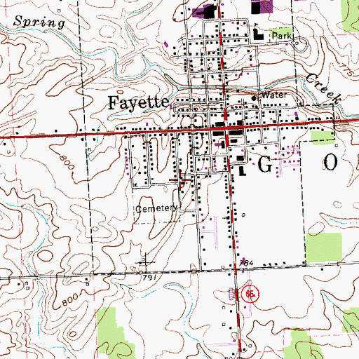 Topographic Map of Fayette Bible Church, OH