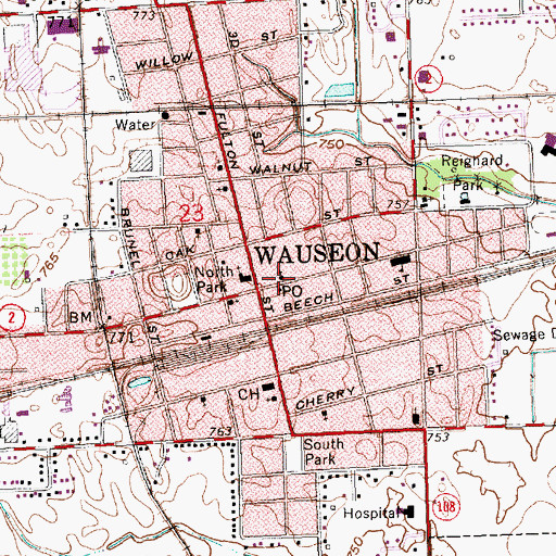 Topographic Map of First Christian Church, OH