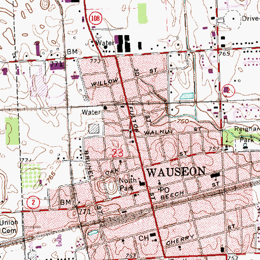 Topographic Map of First Church of God, OH