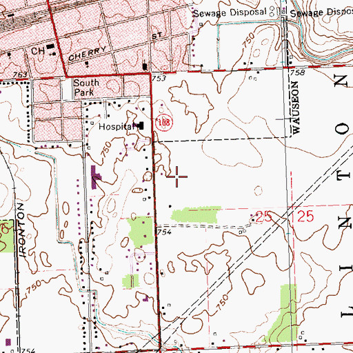 Topographic Map of Fulton County Health Center, OH