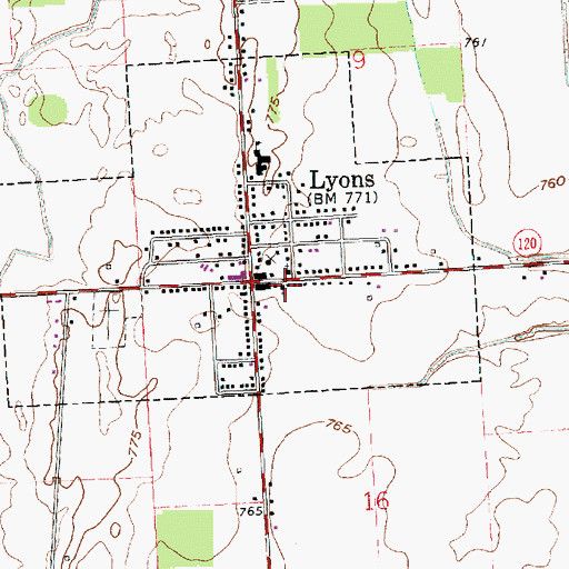 Topographic Map of Lyons Christian Church, OH