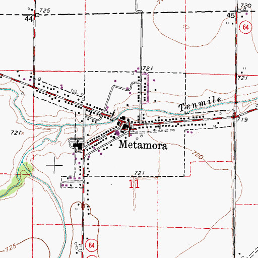 Topographic Map of Metamora United Methodist Church, OH