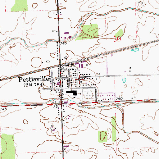 Topographic Map of Pettisville Missionary Church, OH