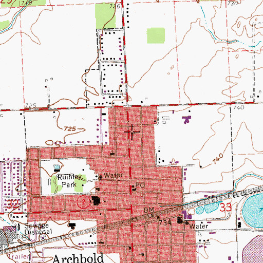 Topographic Map of Saint Peters Catholic Church, OH