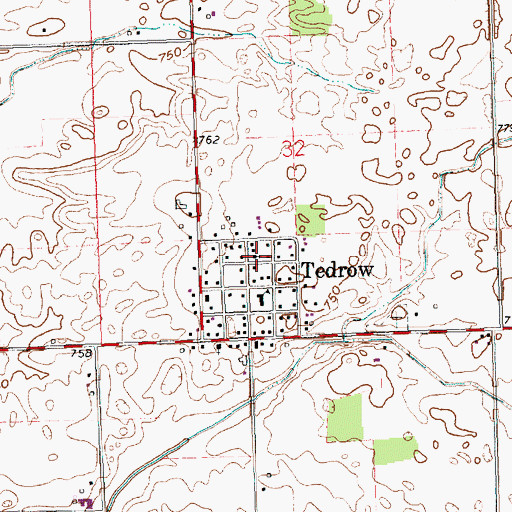 Topographic Map of Tedrow Assembly of God Church, OH