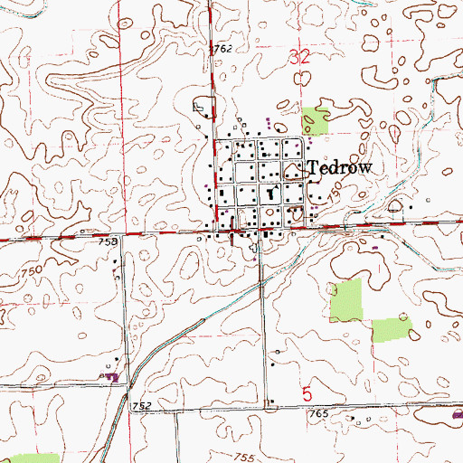 Topographic Map of Tedrow Mennonite Church, OH