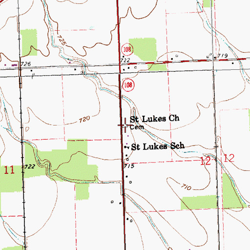 Topographic Map of Saint Luke's Evangelical Lutheran Church, OH