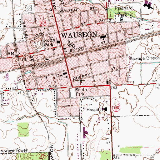 Topographic Map of Wauseon Church of the Nazarene, OH