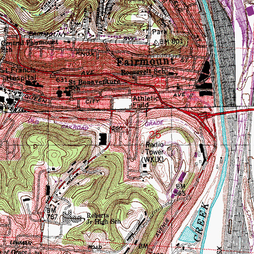 Topographic Map of Barrsville, OH