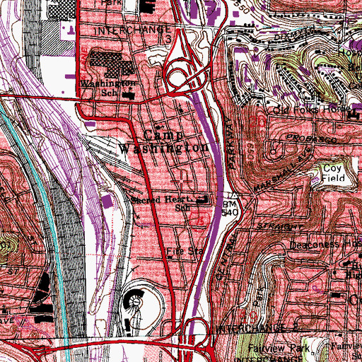 Topographic Map of Camp Washington Chapel, OH