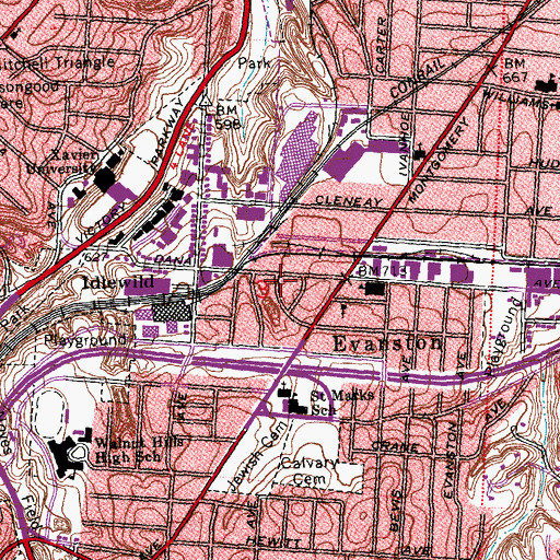 Topographic Map of Church of God Sanctified, OH