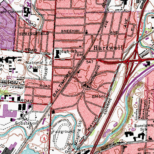 Topographic Map of Cincinnati Primitive Baptist Church, OH