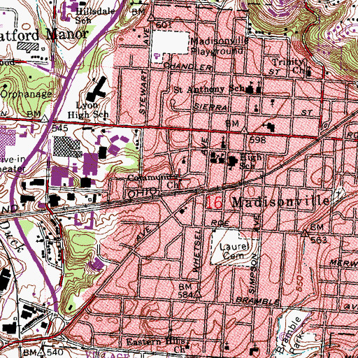 Topographic Map of Community Baptist Church, OH