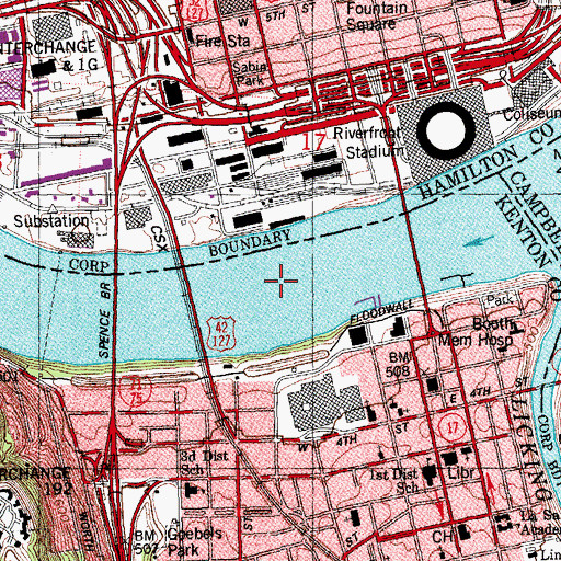 Topographic Map of Covington Ferry (historical), OH