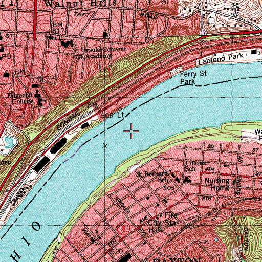 Topographic Map of Dayton Ferry (historical), OH