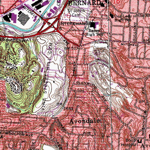 Topographic Map of El Bethel Baptist Church, OH