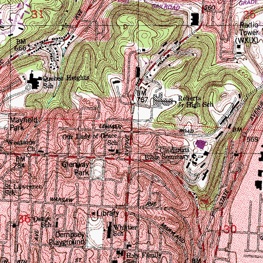 Topographic Map of Mount Harrison, OH