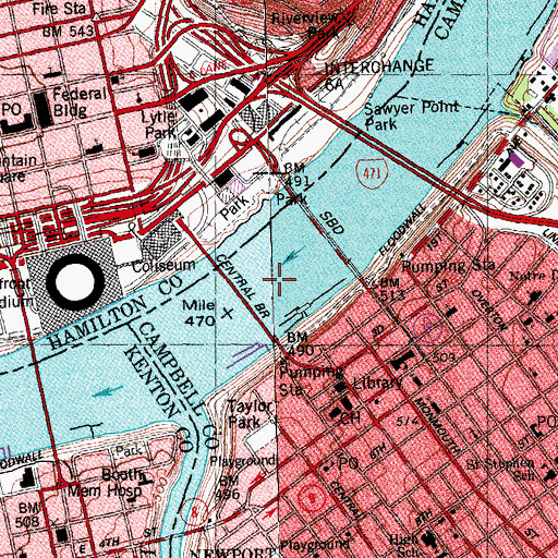 Topographic Map of Newport Ferry (historical), OH
